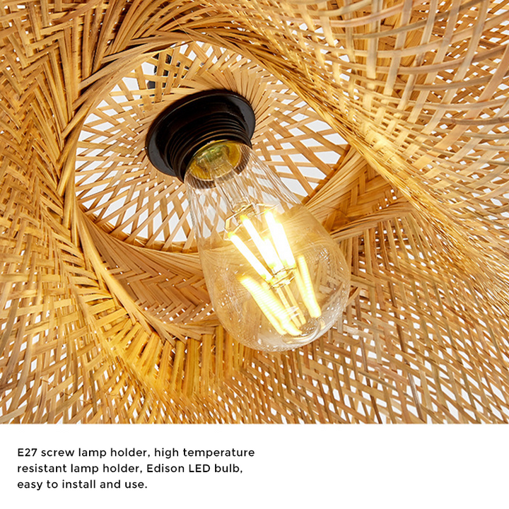 Skanto | Rattan Geflochten Bambus - Pendelleuchte - LED - Licht