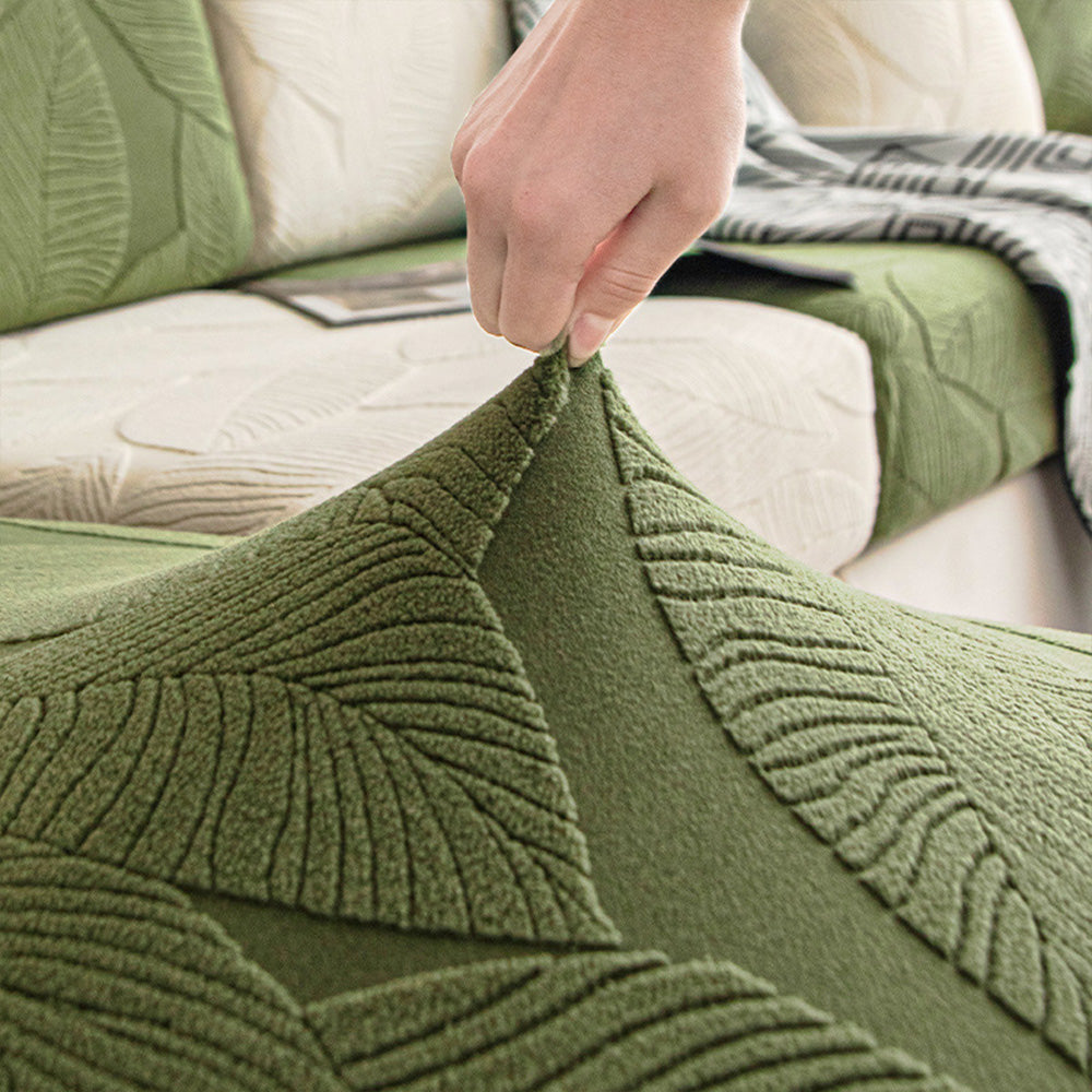 Skanto | Moderner Blatt-Jacquard wasserdichter, kratzfester Stretch-Sofabezug mit voller Abdeckung