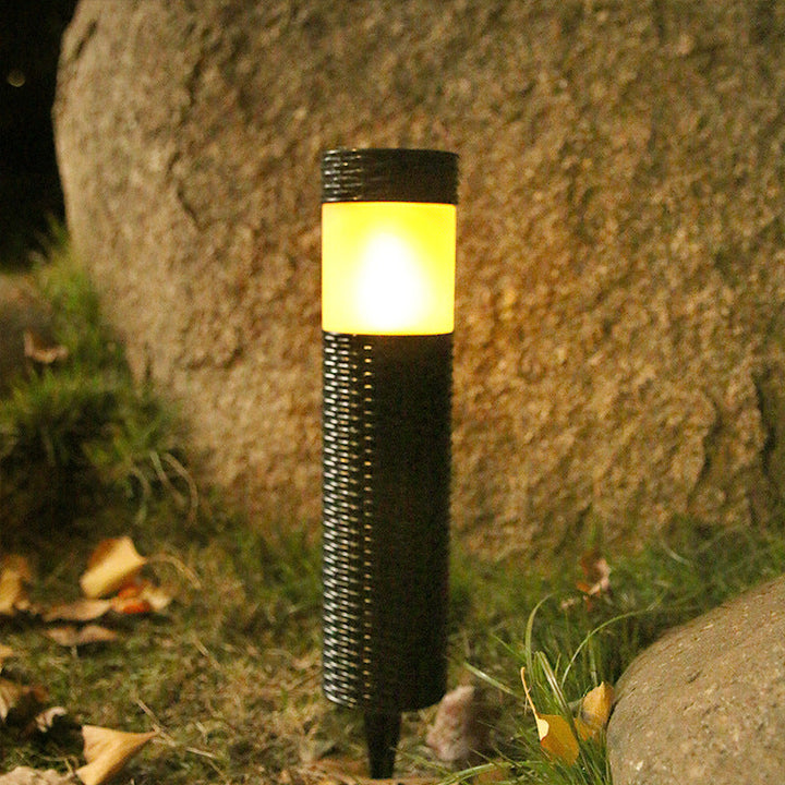 Skanto | Solar-Rattan-Zylinder LED-Garten-Rasen-Einbauleuchte für den Außenbereich