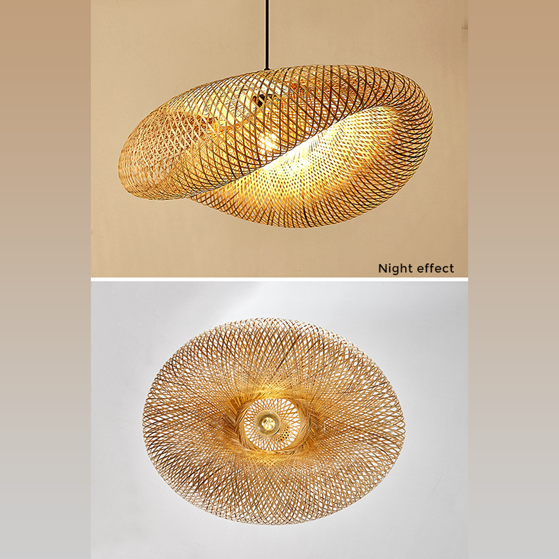 Skanto | Rattan Geflochten Bambus - Pendelleuchte - LED - Licht