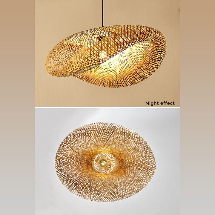 Skanto | Rattan Geflochten Bambus - Pendelleuchte - LED - Licht