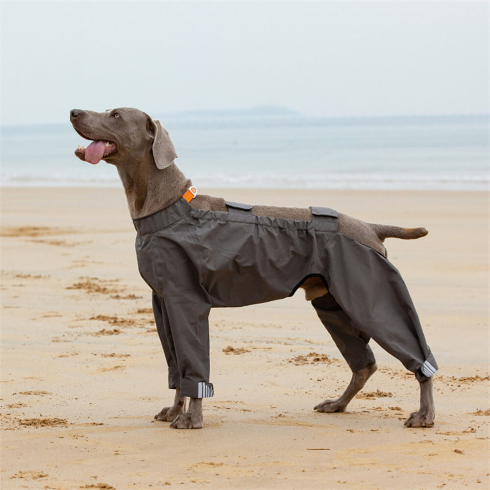 Wasserdichter Hunde-Regenmantel mit vier Beinen und reflektierender Kapuze