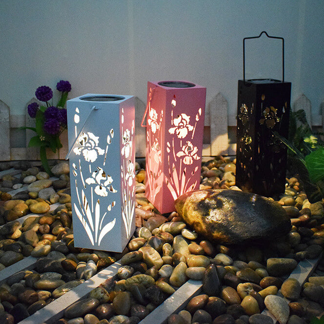 Skanto | Solar Schmetterling Rosenmuster Hohl Säulen LED Outdoor Wasserdichte Dekorative Lampe