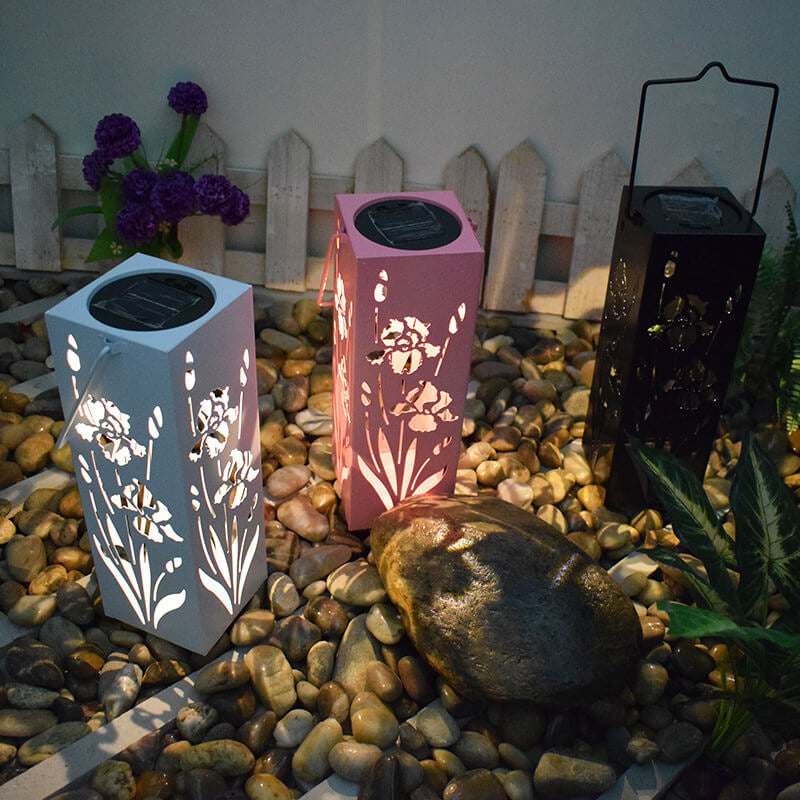 Skanto | Solar Schmetterling Rosenmuster Hohl Säulen LED Outdoor Wasserdichte Dekorative Lampe