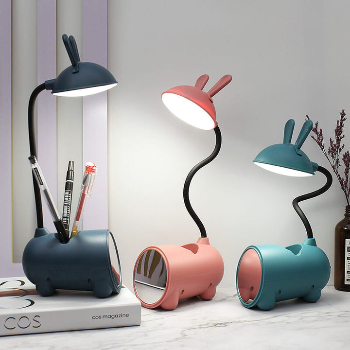 Skanto | BunnyGlow Kreative LED-Touch-Lampe mit Stifthalter | USB-Ladefunktion | Schreibtischlampe | Kinderzimmer-Deko