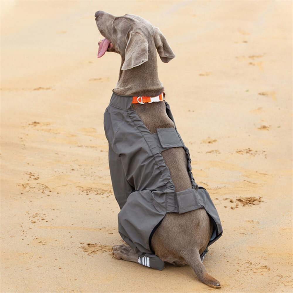 Wasserdichter Hunde-Regenmantel mit vier Beinen und reflektierender Kapuze