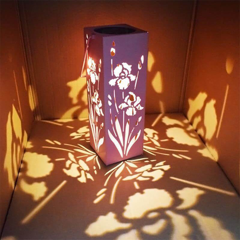 Skanto | Solar Schmetterling Rosenmuster Hohl Säulen LED Outdoor Wasserdichte Dekorative Lampe