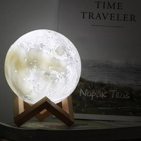 Skanto | Kreative Mini Wiederaufladbare 3D Gedruckte Mond 1-Licht LED Tischlampe