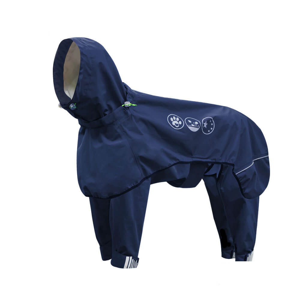 Wasserdichter Hunde-Regenmantel mit vier Beinen und reflektierender Kapuze