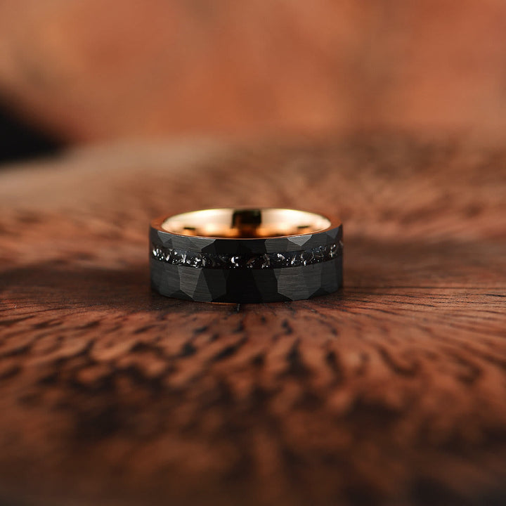 Ares – 8mm Schwarzer Turmalin Wolframkarbid-Ring