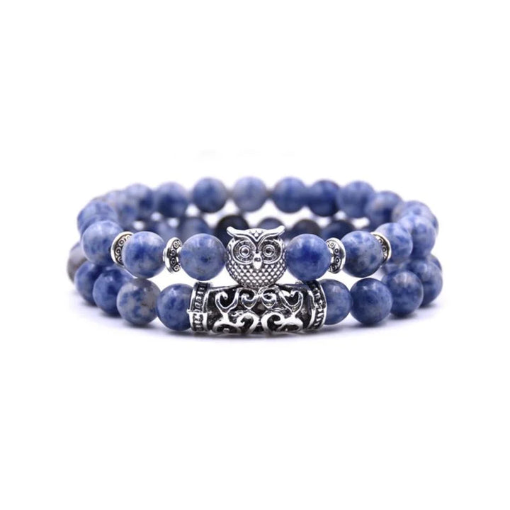 Skanto | Eulen-Charm Natursteinarmband