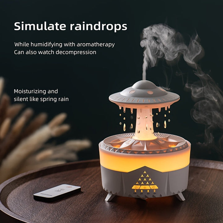 Skanto | Entspannender Regentropfen-Aromatherapie-Diffusor für ätherische Öle – LED-Licht & Luftbefeuchter