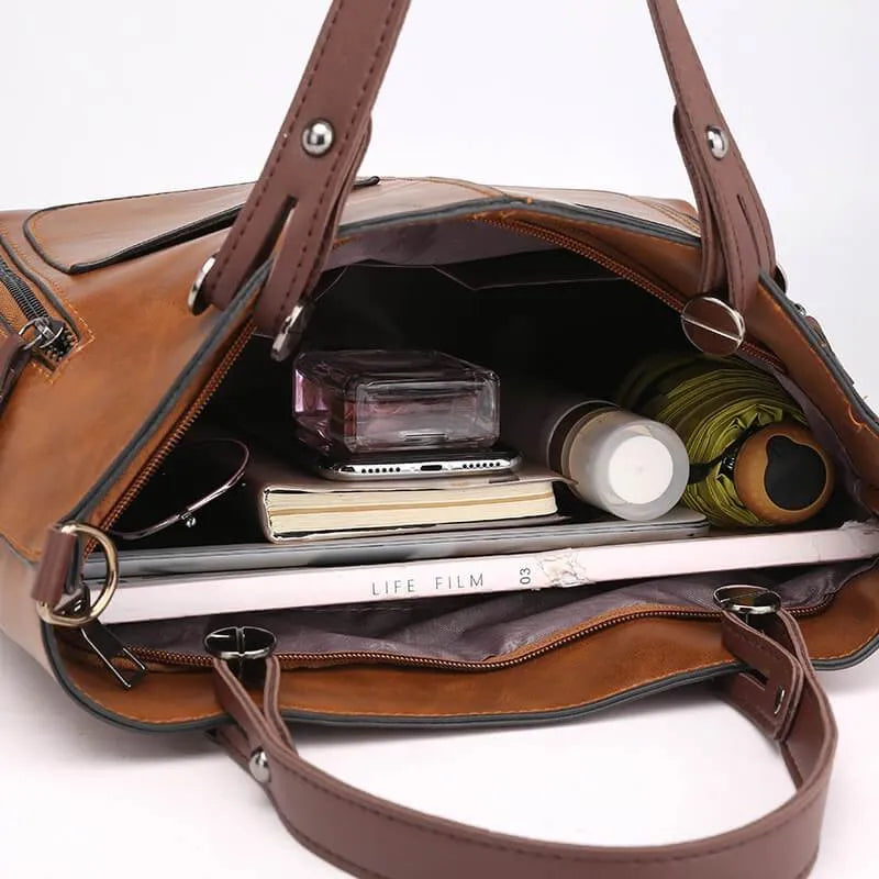 Skanto | Elly – Vintage Leder-Schultertasche für Damen | Handgefertigt und elegantes Design