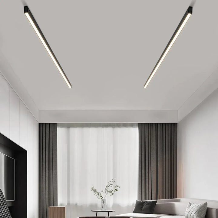 Skanto | Schwarze Metall LED Linear-Deckenleuchte minimalistisches modernes Design