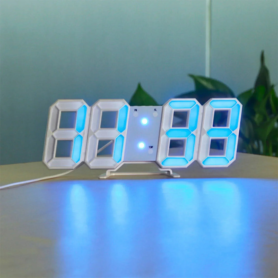 Skanto 3D LED Wanduhr | Moderne Digitaluhr | Dimmbares LED Licht | Stilvolle Wanddekoration