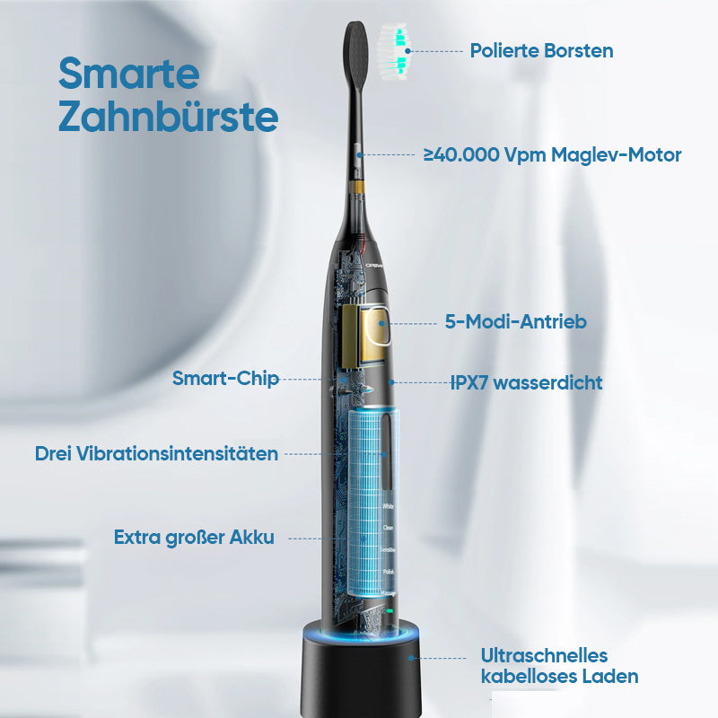 Skanto | Schallzahnbürste | 6 Modi & IPX7 Wasserdicht | Weiß, Schwarz, Pink