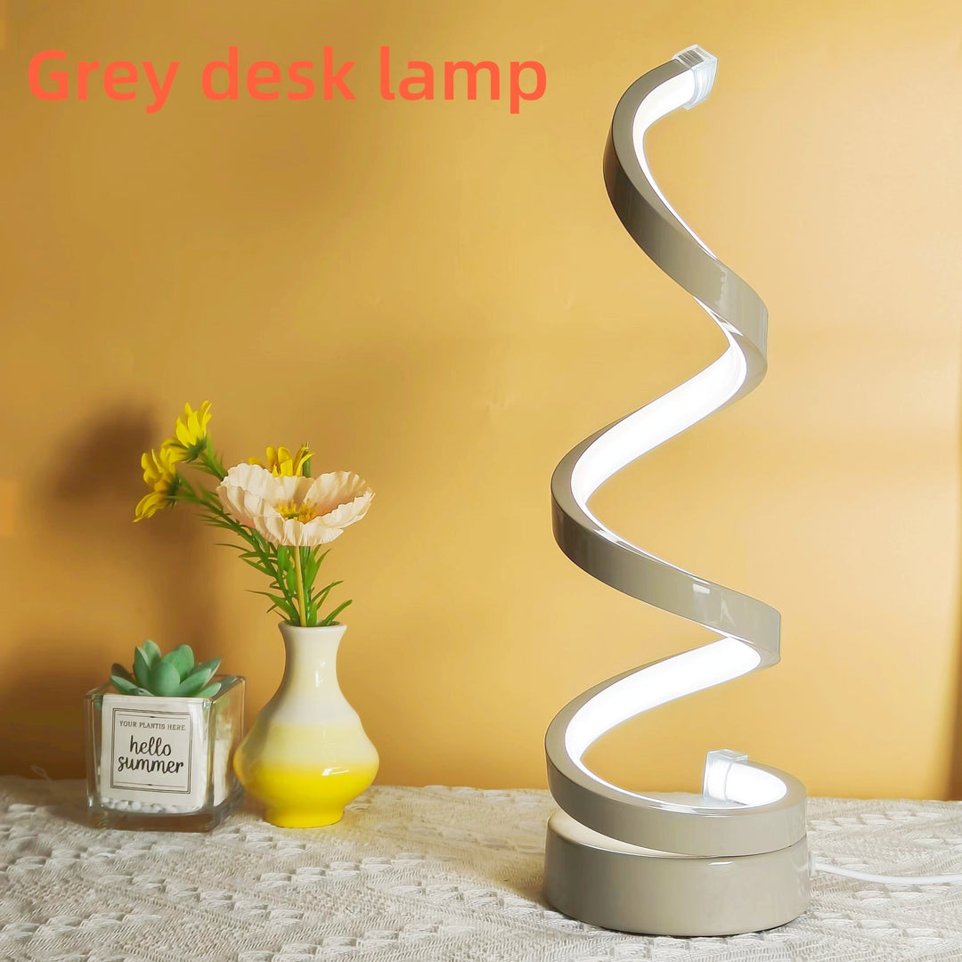 Skanto | Moderne Spiral-Tischlampe – Kreative LED-Schreibtischlampe mit sanftem warmem Licht, perfekt für Schlafzimmer-, Wohnzimmer- und Arbeitszimmer-Dekoration