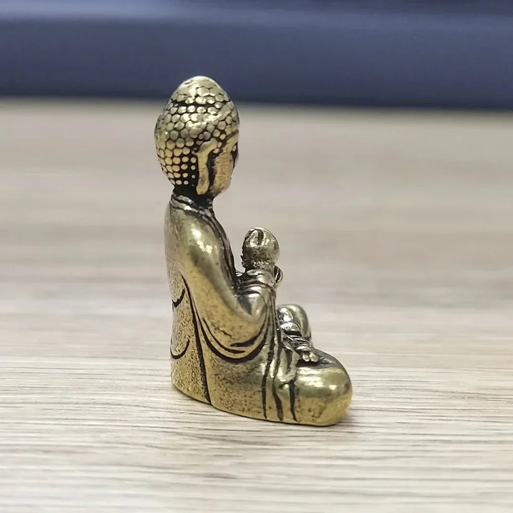 Skanto | 10 Stk. Miniatur Messing Sitzender Buddha Statue Figur für Reise Buddhismus Verehrung Home Office Schreibtisch Dekoration