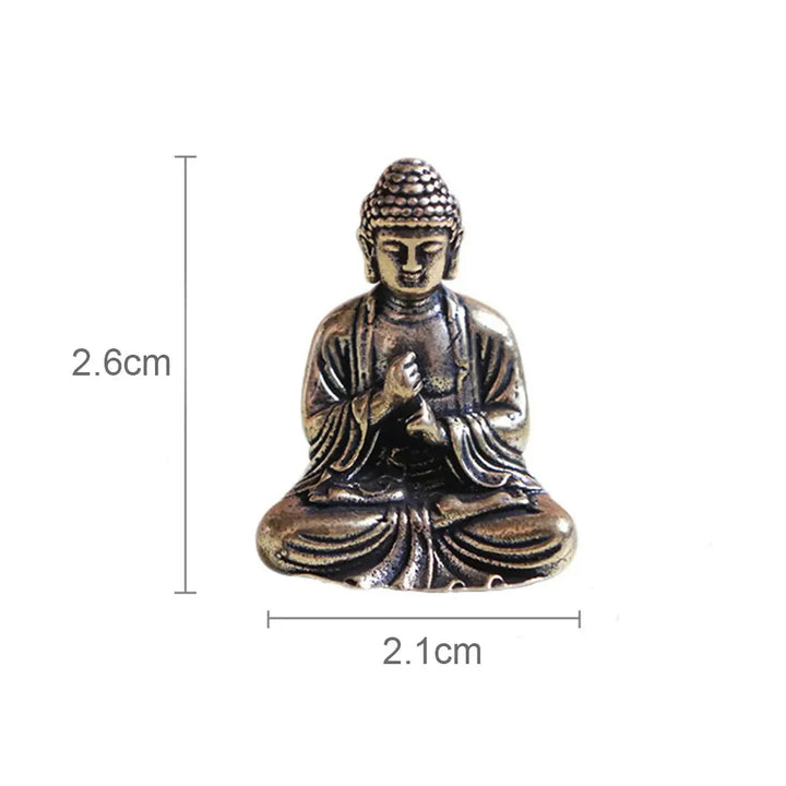 Skanto | 10 Stk. Miniatur Messing Sitzender Buddha Statue Figur für Reise Buddhismus Verehrung Home Office Schreibtisch Dekoration