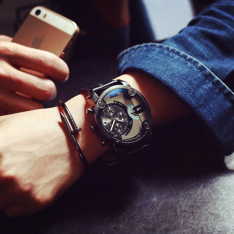 Skanto | Herren-Mode-Armbanduhr mit großem Zifferblatt aus Stahl