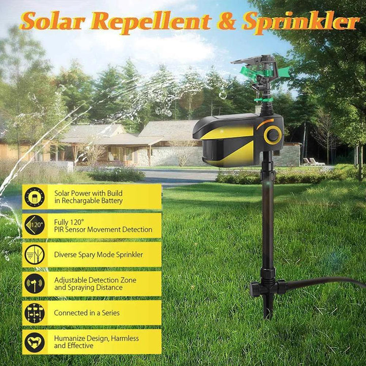 Skanto | Solarbetriebener, bewegungsaktivierter Sprinkler zur Abwehr von Rehen und Gartenschädlingen