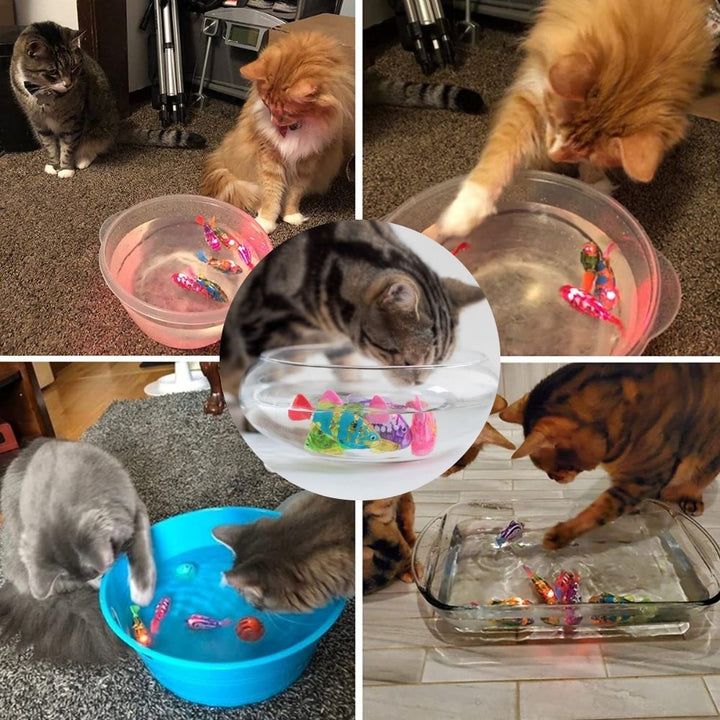 Skanto | AquaPret Interaktives Katzenspielzeug – Beweglicher Fisch mit Lichtern