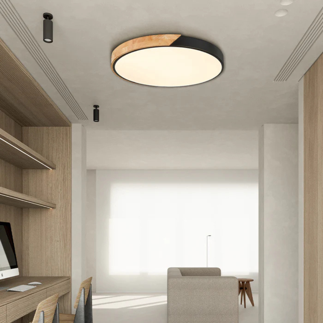 Skanto | Delos – Skandinavische Holz-LED-Deckenleuchte | Moderne energieeffiziente Innenbeleuchtung