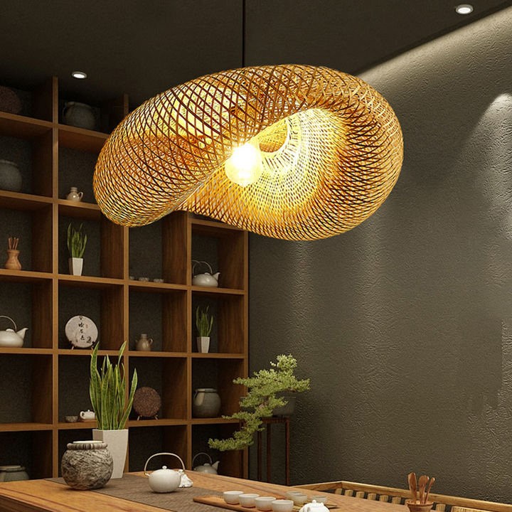 Skanto | Rattan Geflochten Bambus - Pendelleuchte - LED - Licht