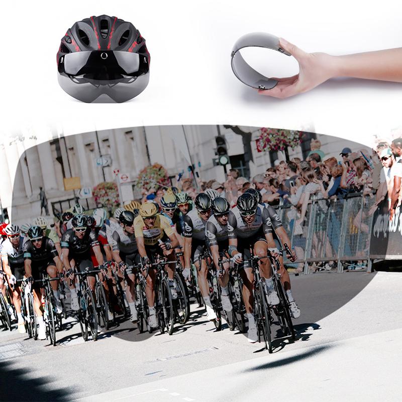 Skanto | Fahrradhelm mit Brille, Visier und LED-Rücklicht