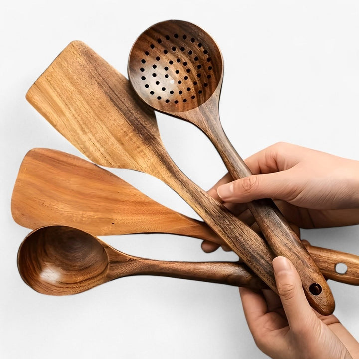 Skanto | 11-teiliges hitzebeständiges Küchenutensilien-Set aus Holz - WoodChef
