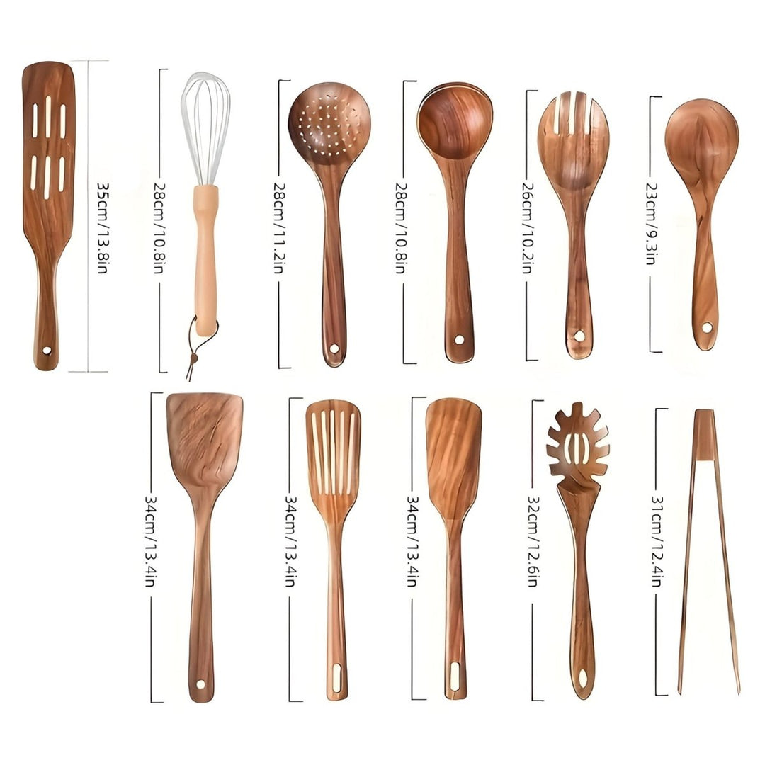 Skanto | 11-teiliges hitzebeständiges Küchenutensilien-Set aus Holz - WoodChef