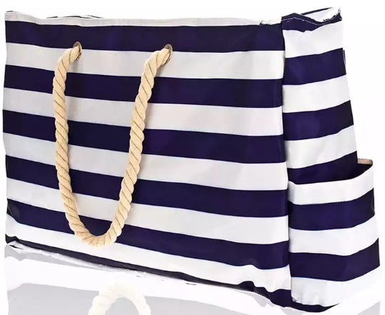 Große Strandtasche mit maritimem Streifenmuster Skanto