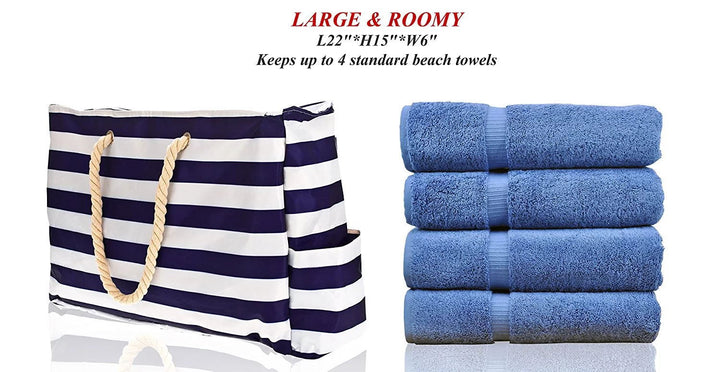 Große Strandtasche mit maritimem Streifenmuster Skanto