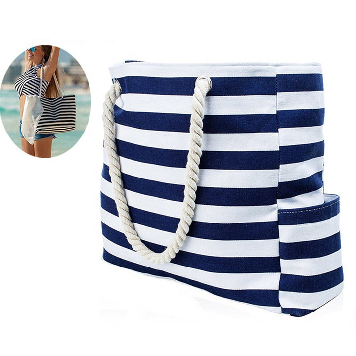 Große Strandtasche mit maritimem Streifenmuster Skanto
