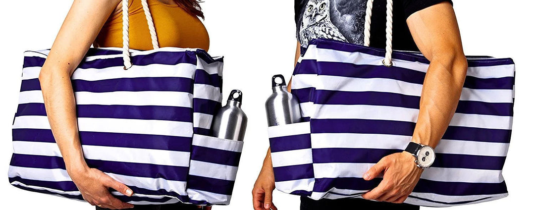 Große Strandtasche mit maritimem Streifenmuster Skanto