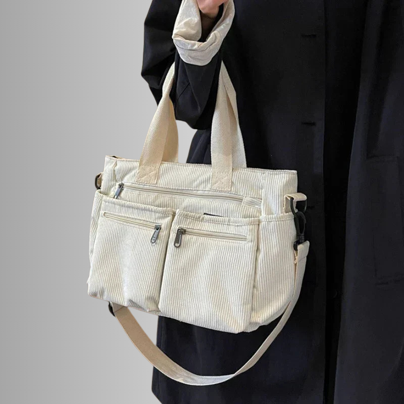 Skanto | Urban Cord Tote Stylische Cord-Schultertasche – Geräumige, praktische & funktionale Alltagstasche