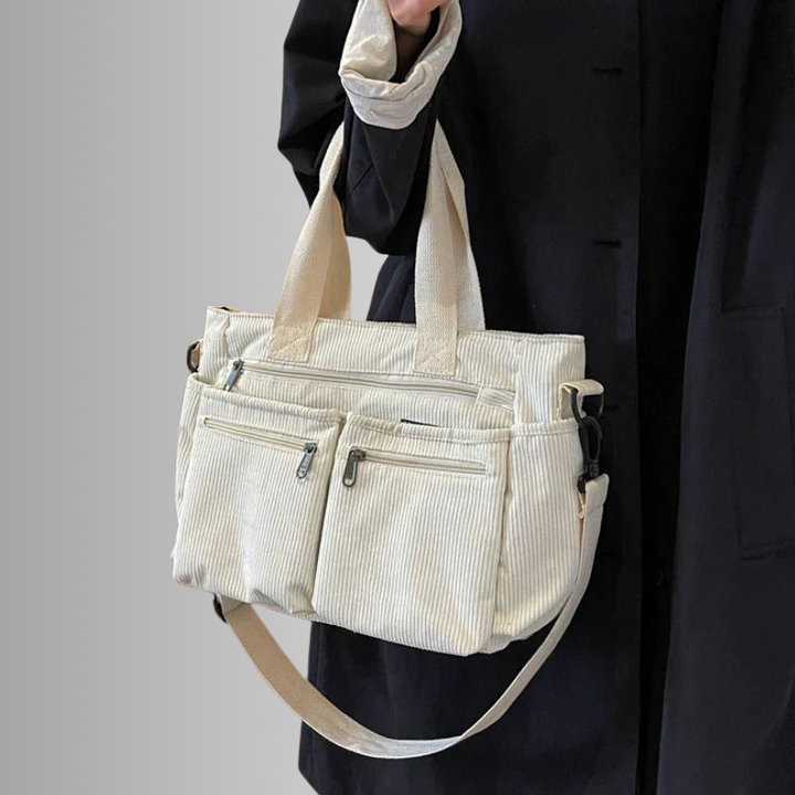 Skanto | Urban Cord Tote Stylische Cord-Schultertasche – Geräumige, praktische & funktionale Alltagstasche