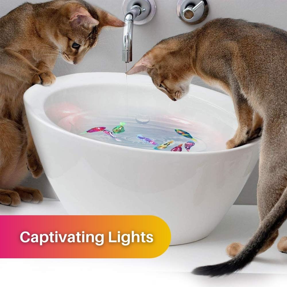 Skanto | AquaPret Interaktives Katzenspielzeug – Beweglicher Fisch mit Lichtern