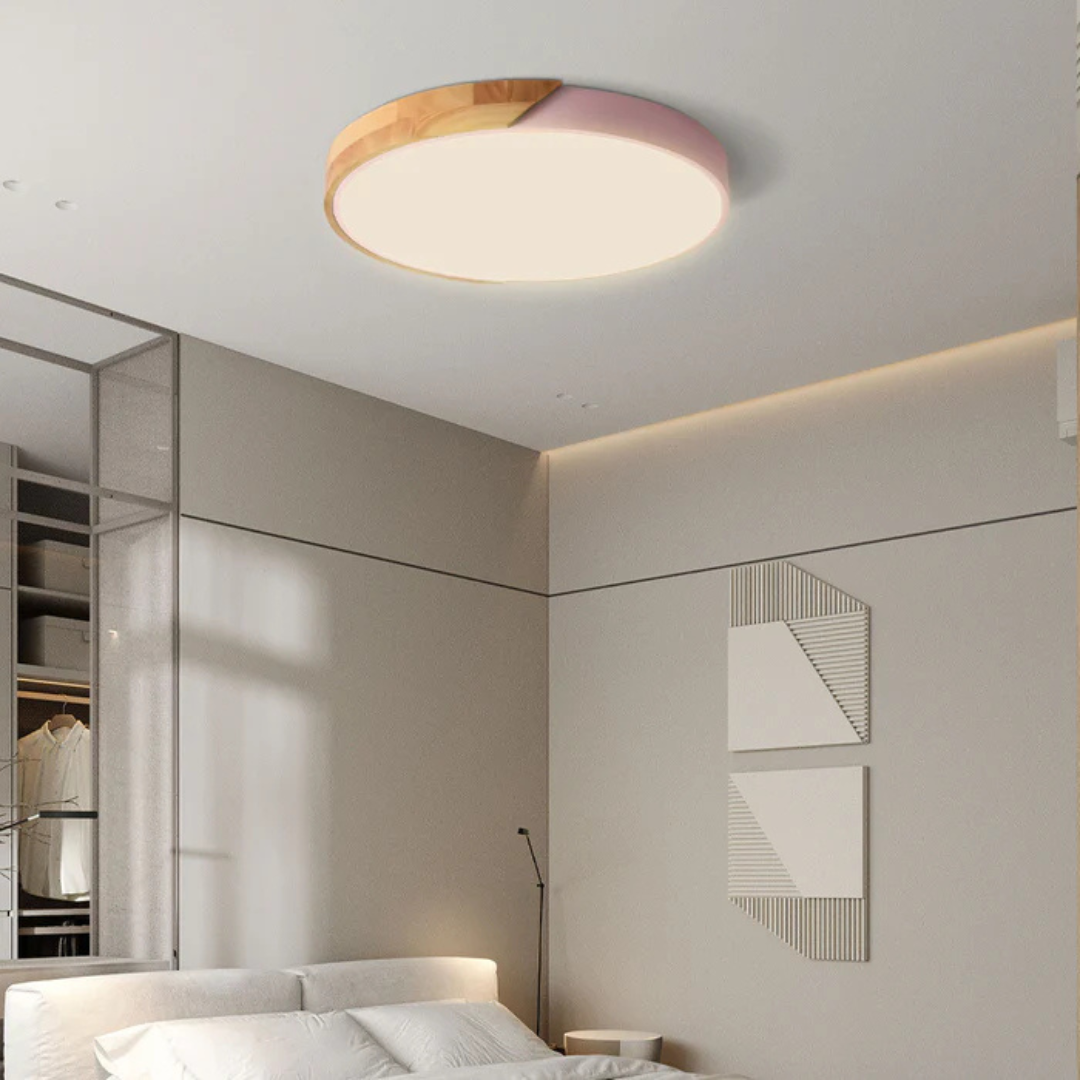 Skanto | Delos – Skandinavische Holz-LED-Deckenleuchte | Moderne energieeffiziente Innenbeleuchtung