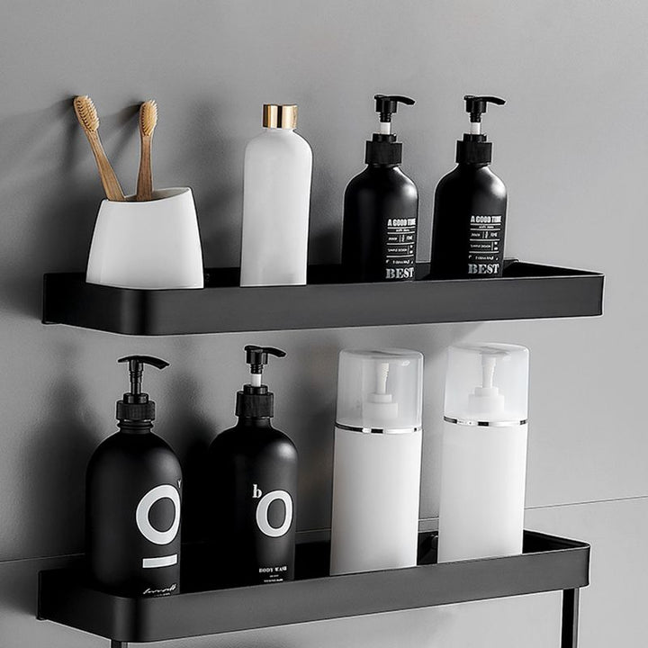 Mattschwarzes modernes Badezimmer-Set 1/2 – Edelstahl-Badezimmerregal