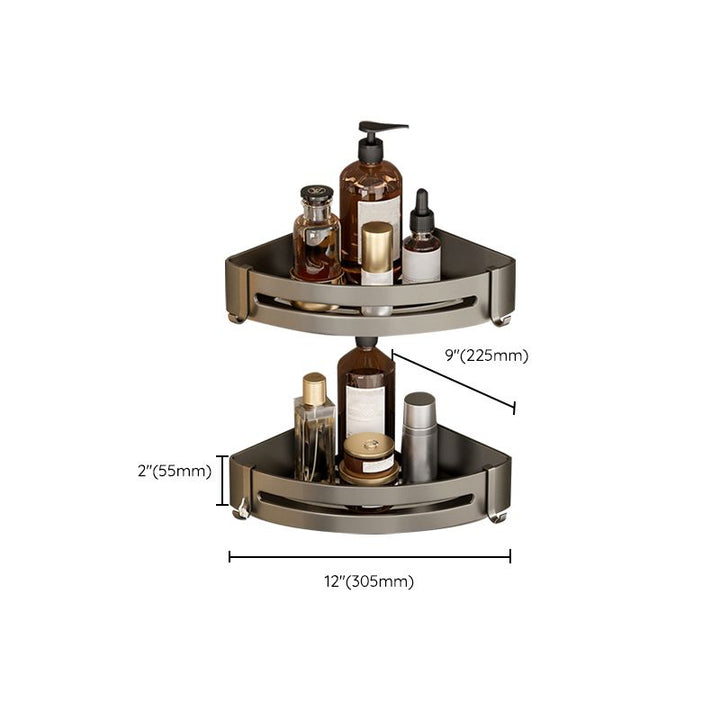 Skanto | Modernes Aluminium-Badezimmerzubehör-Set Graues Badezimmerregalsystem