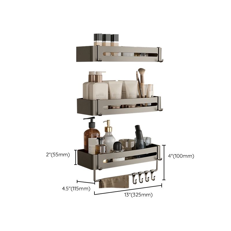 Skanto | Modernes Aluminium-Badezimmerzubehör-Set Graues Badezimmerregalsystem