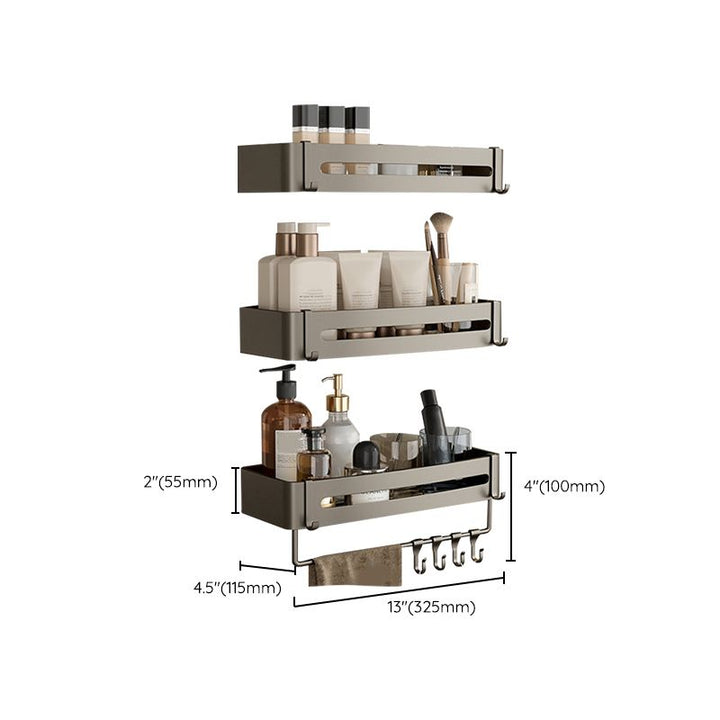 Skanto | Modernes Aluminium-Badezimmerzubehör-Set Graues Badezimmerregalsystem