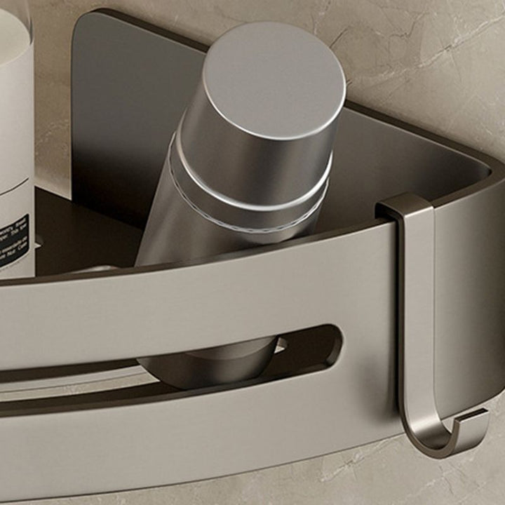 Skanto | Modernes Aluminium-Badezimmerzubehör-Set Graues Badezimmerregalsystem