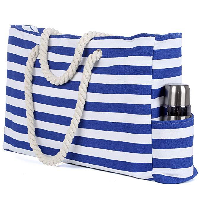 Große Strandtasche mit maritimem Streifenmuster Skanto