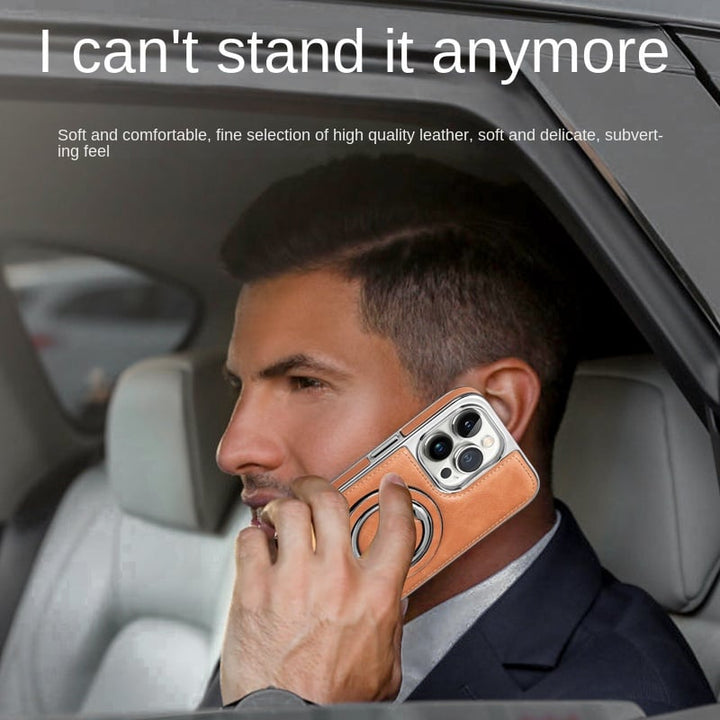 Skanto | Luxuriöse Leder-iPhone-Hülle mit unsichtbarem Ständer