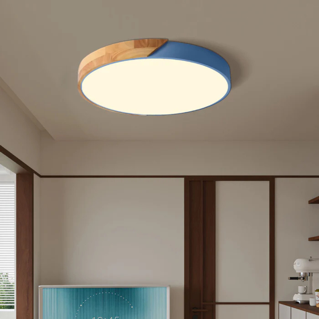 Skanto | Delos – Skandinavische Holz-LED-Deckenleuchte | Moderne energieeffiziente Innenbeleuchtung