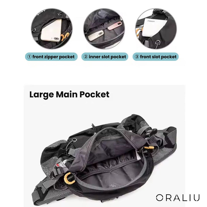 Skanto | Wasserdichte Wander-Bauchtasche – 5L Hüfttasche mit Reißverschlusstaschen für Spaziergänge & Outdoor-Abenteuer
