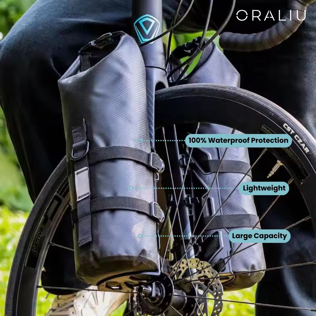 Skanto | Wasserdichte Fahrrad-Gabelsatteltaschen – 5-7L Packtaschen-Set für lange Fahrten & Bikepacking