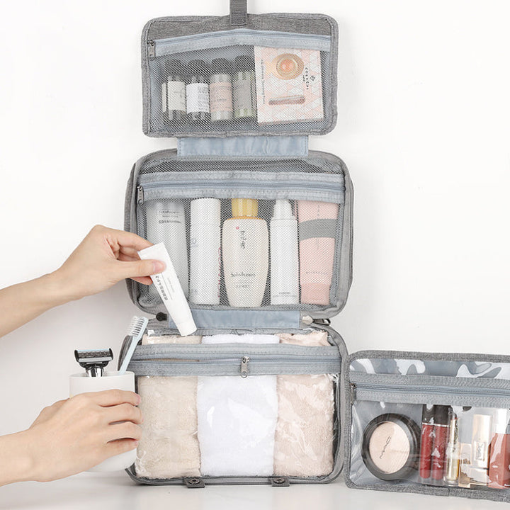 Skanto Skanto | Travelique Reise-Kosmetik-Organizer | Kompakt & Wasserabweisend | Mit 4 Fächern & 360°-Haken | Für Frauen & Männer
